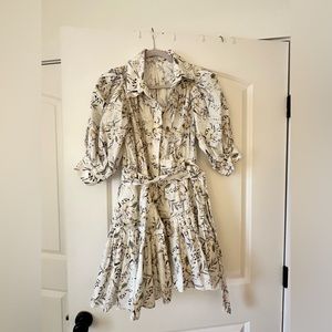 Printed poplin shirt dress